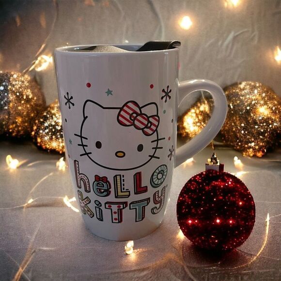 Hello Kitty Tall Coffee Mug with Lid - Picture 1 of 5